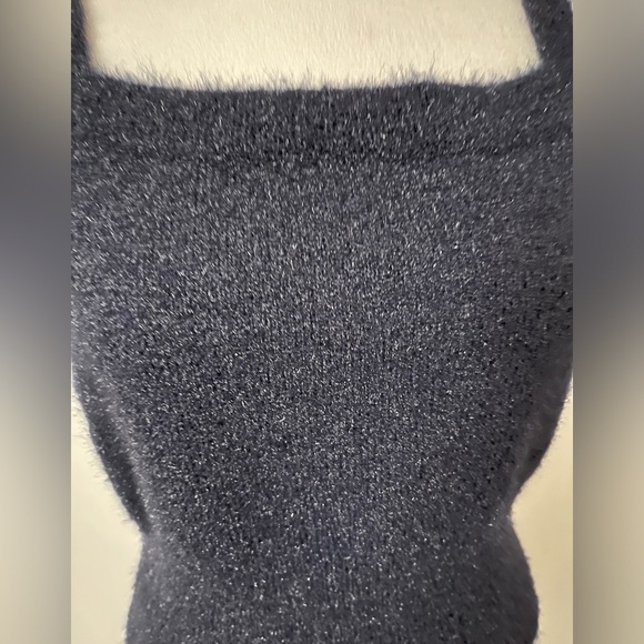 House Of Harlow 1960 Navy Shimmer Cropped Tank Sweater Medium Excellent Cond - Picture 2 of 5